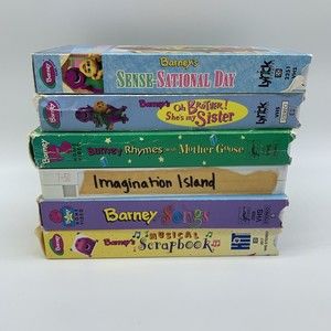 Vintage BARNEY VHS Lot of 6 ~ Senses Rhymes Songs Imagination Music Video Tapes